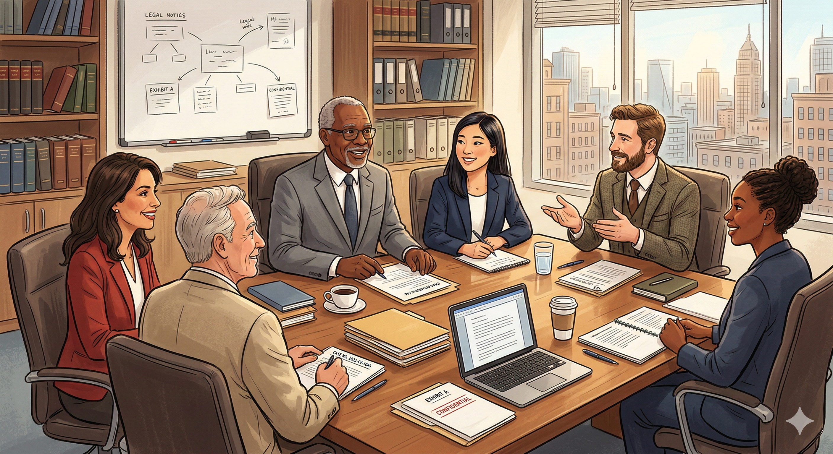 Maestros colaborando y sonriendo